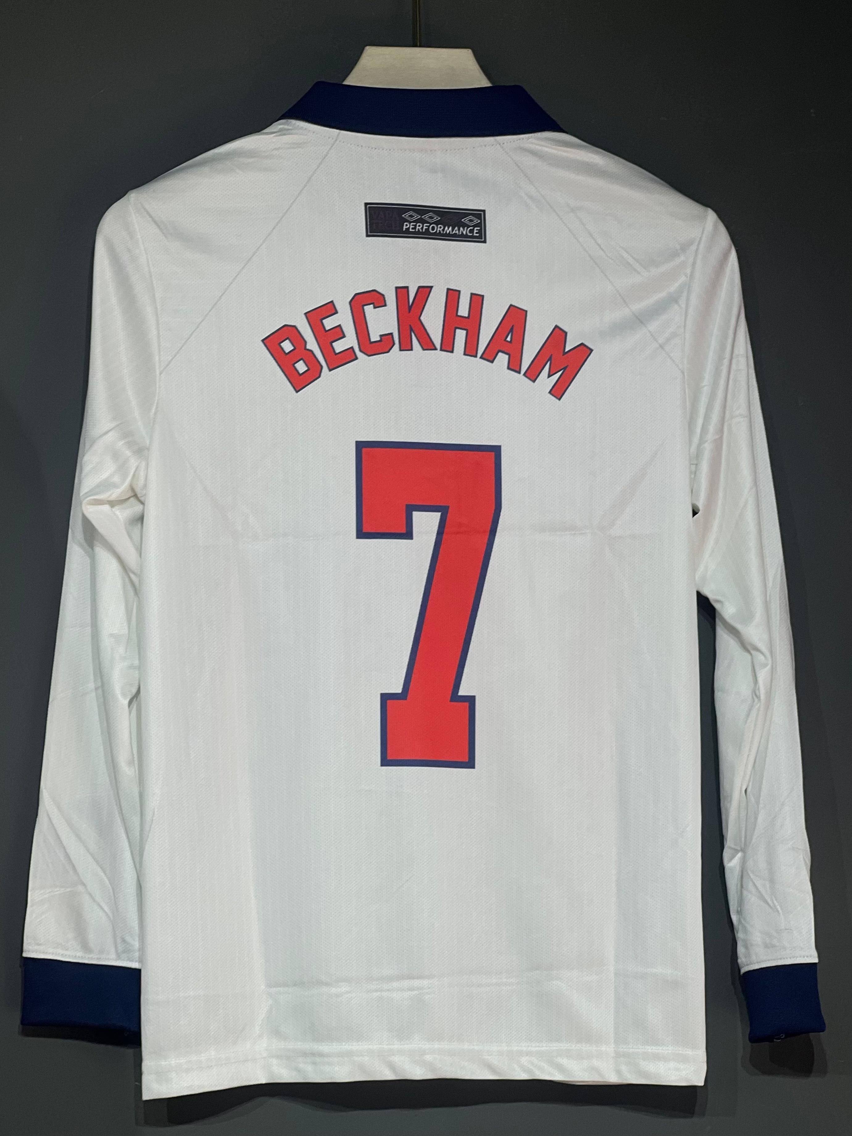 BECKHAM ENGLAND HOME KIT 1998 POLO FULL SLEEV EMBROIDERY