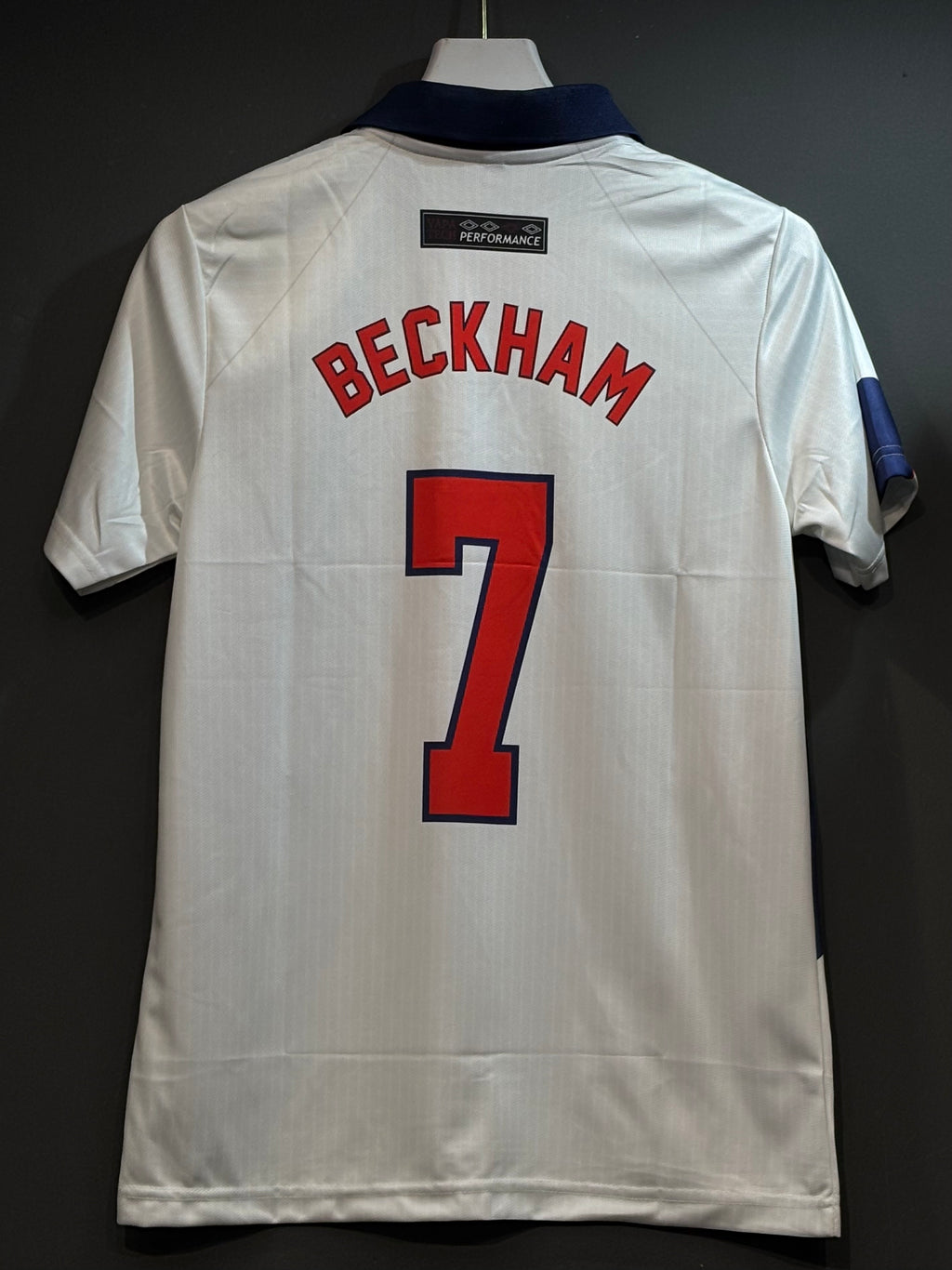 BECKHAM ENGLAND 1998 HOME KIT POLO EMBROIDERY