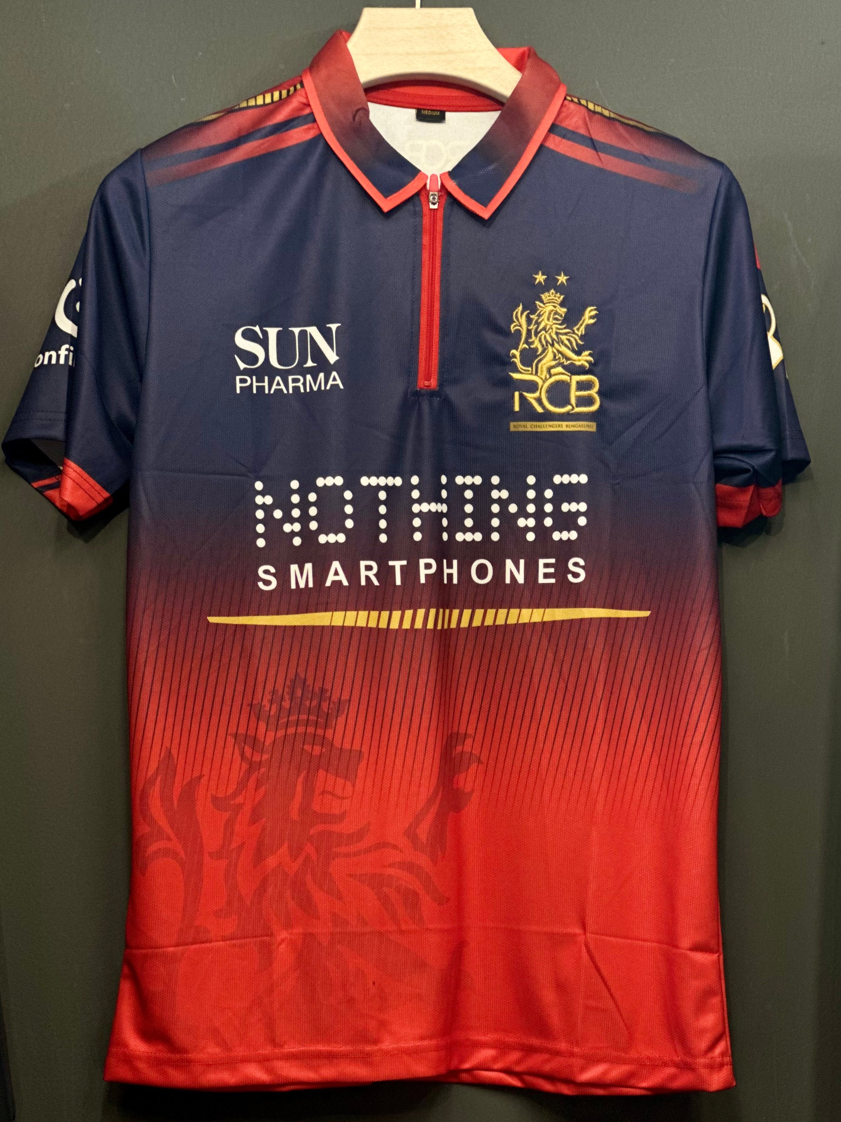 KOHLI RCB(2 STAR)HOME KIT POLO ZIP EMBROIDERY