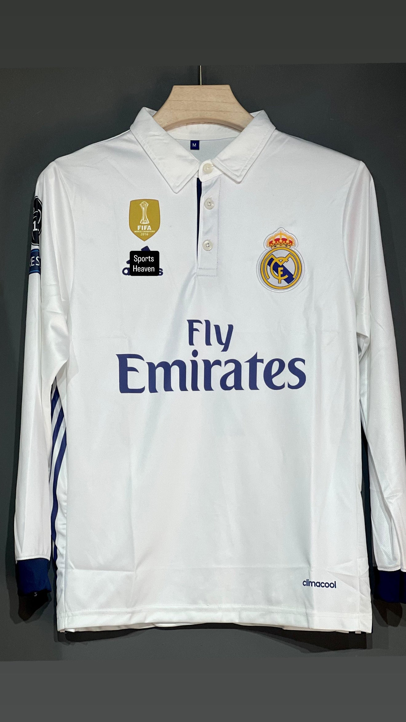 RONALDO 2016  REAL MADRID HOME KIT POLO FULL SLEEV EMBROIDERY