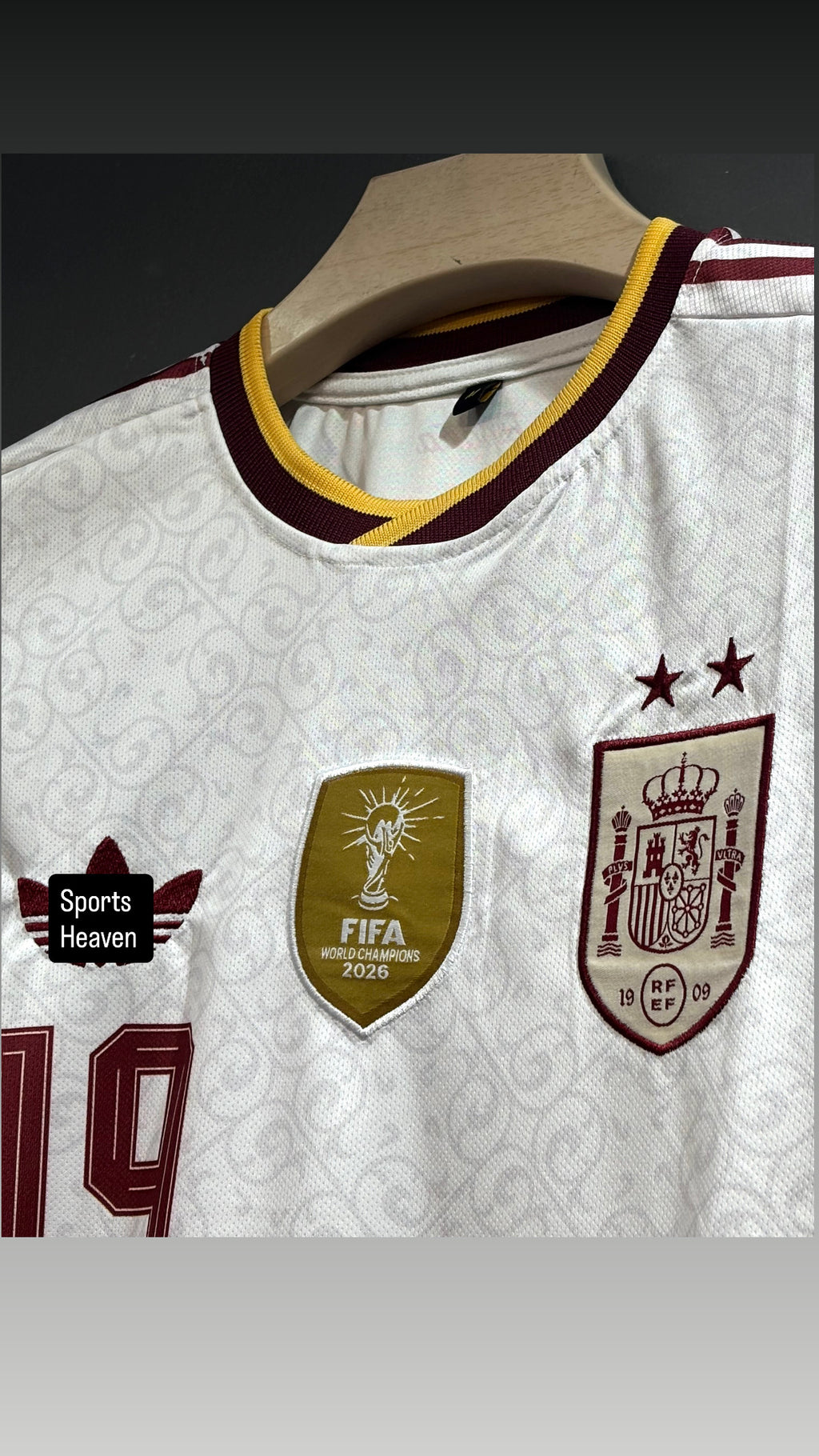 TWO STAR LAMINE YAMAL 19 SPAIN 2026 WORLD CUP AWAY CHAMPIONS KIT EMBROIDERY