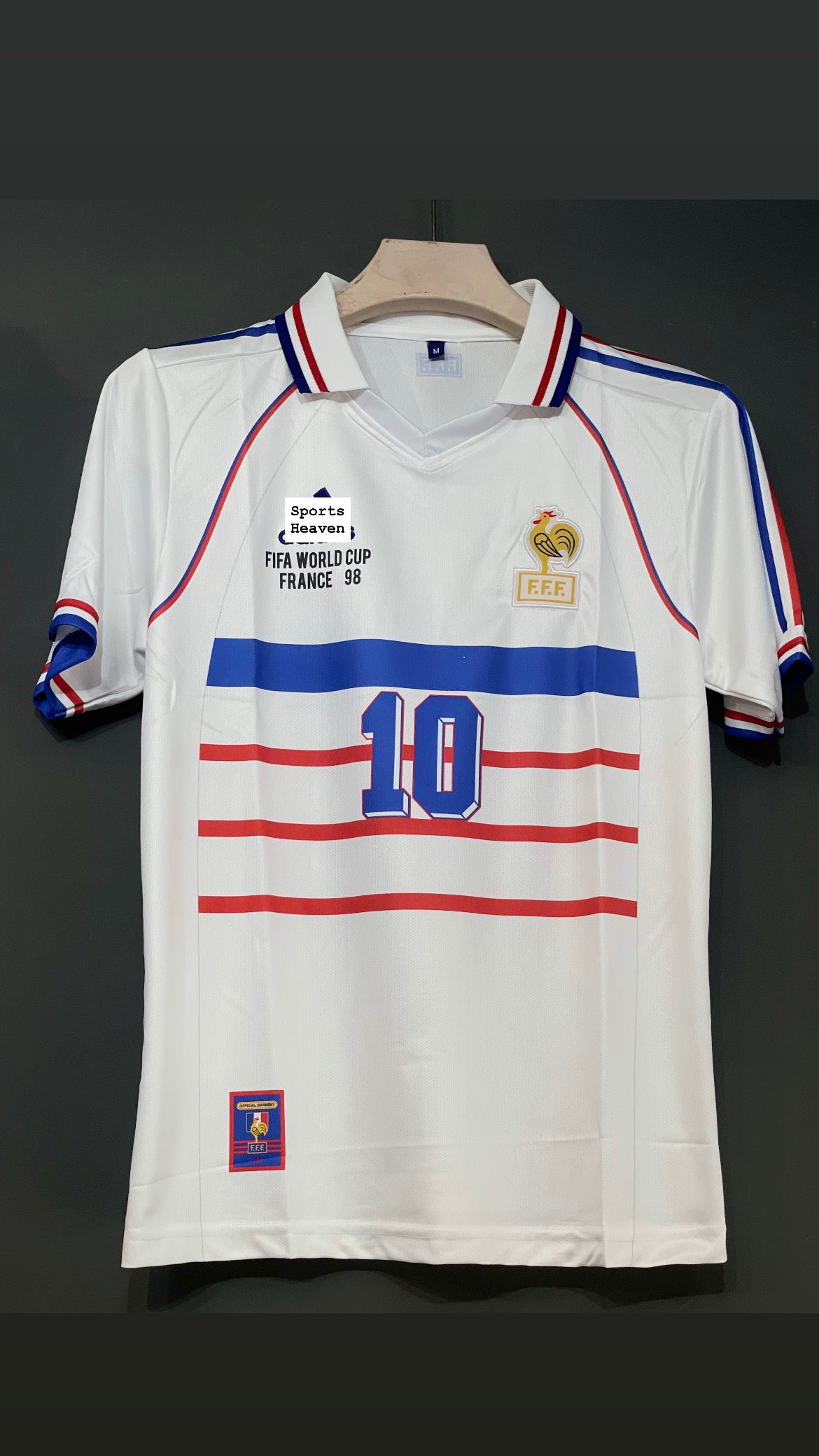 ZIDHAN FRANCE 1998 AWAY KIT HALF HALF SLEEV POLO EMBROIDERY