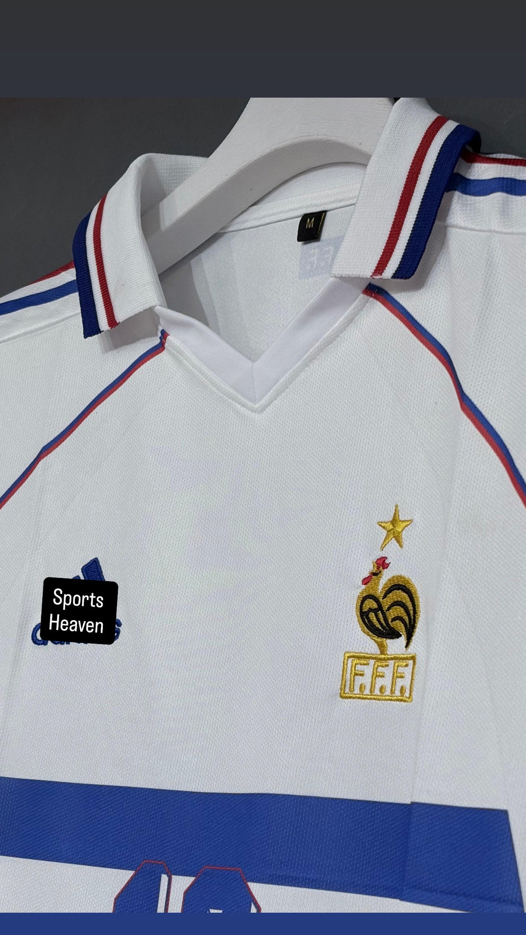 ZIDANE FRANCE 1998 AWAY POLO EMBROIDERY