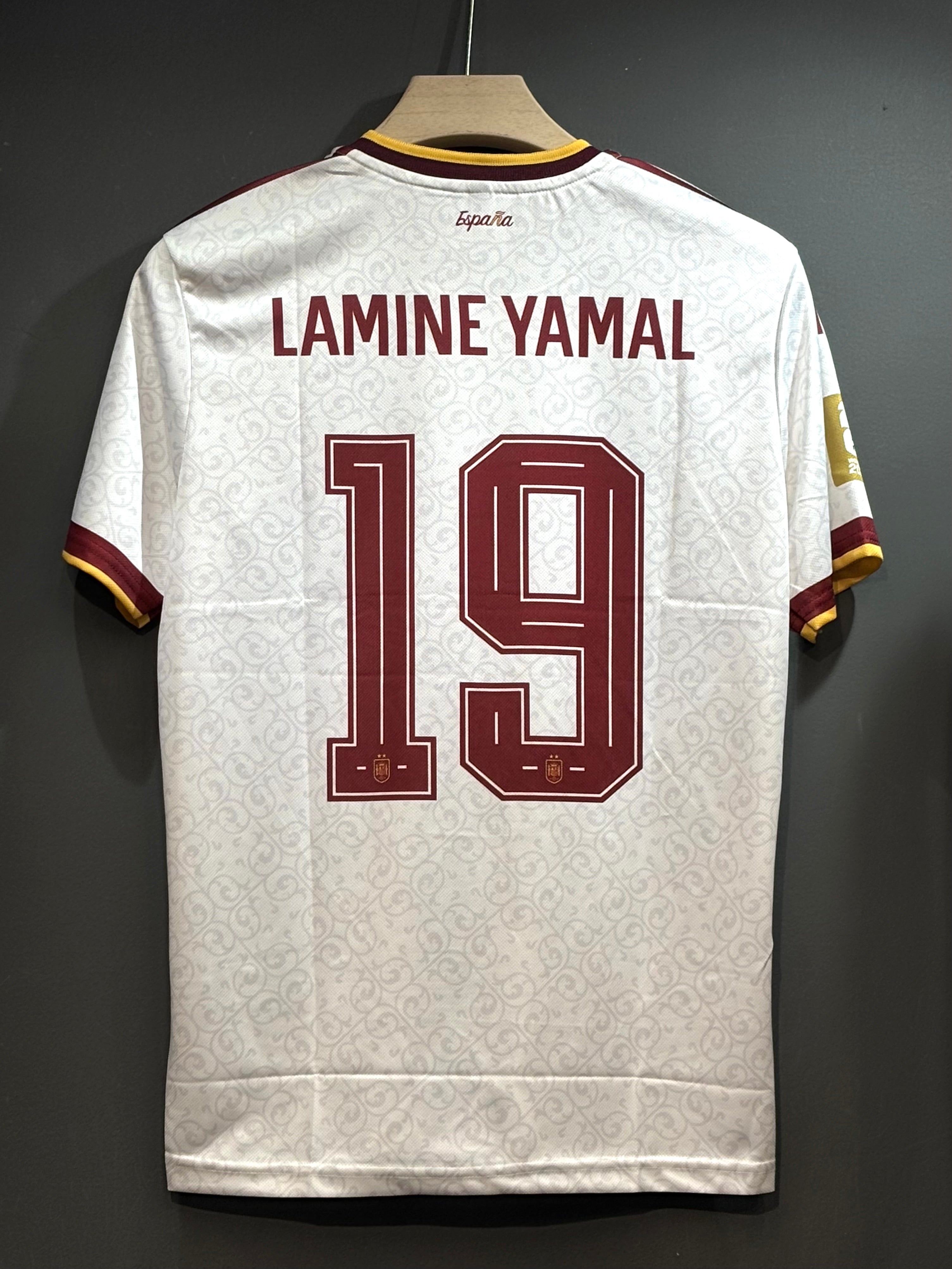 TWO STAR LAMINE YAMAL 19 SPAIN 2026 WORLD CUP AWAY CHAMPIONS KIT EMBROIDERY