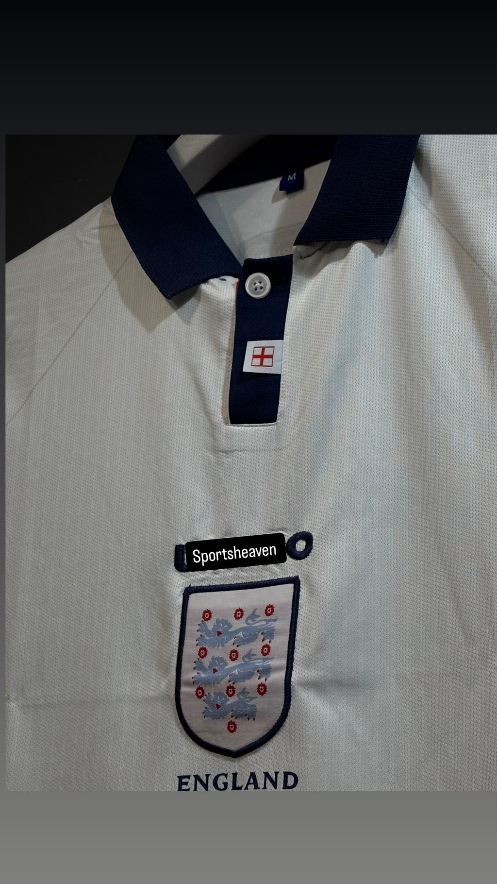 BECKHAM ENGLAND 1998 HOME KIT POLO EMBROIDERY