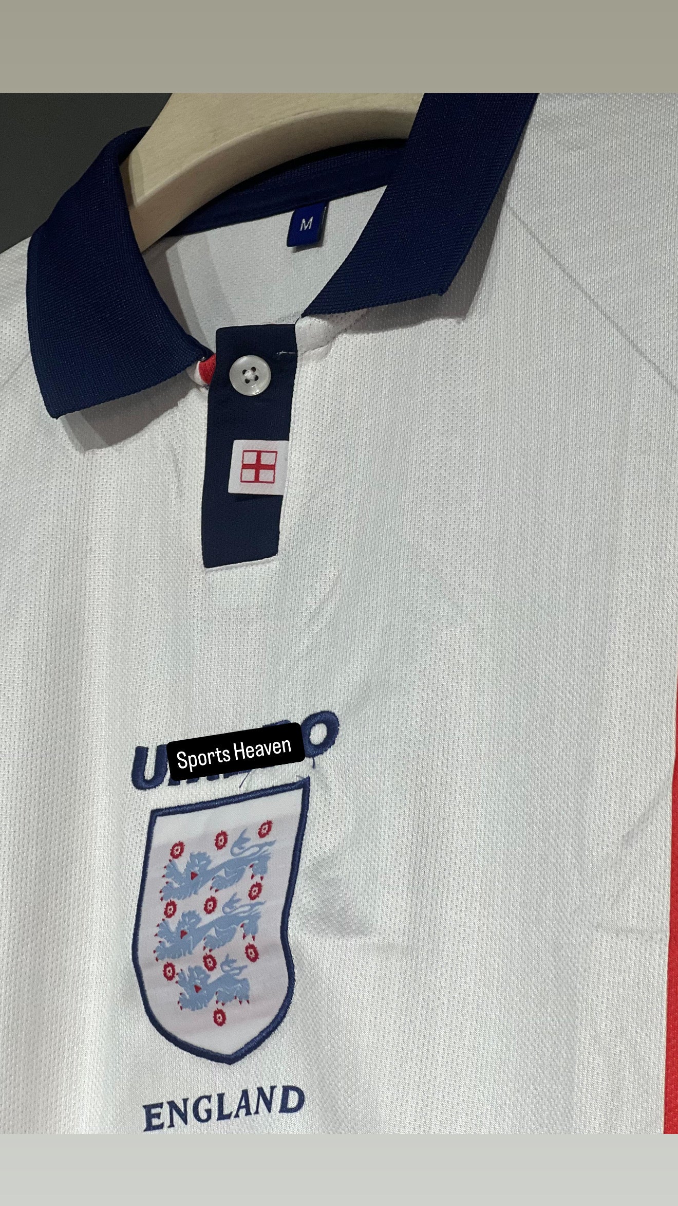 BECKHAM ENGLAND HOME KIT 1998 POLO FULL SLEEV EMBROIDERY