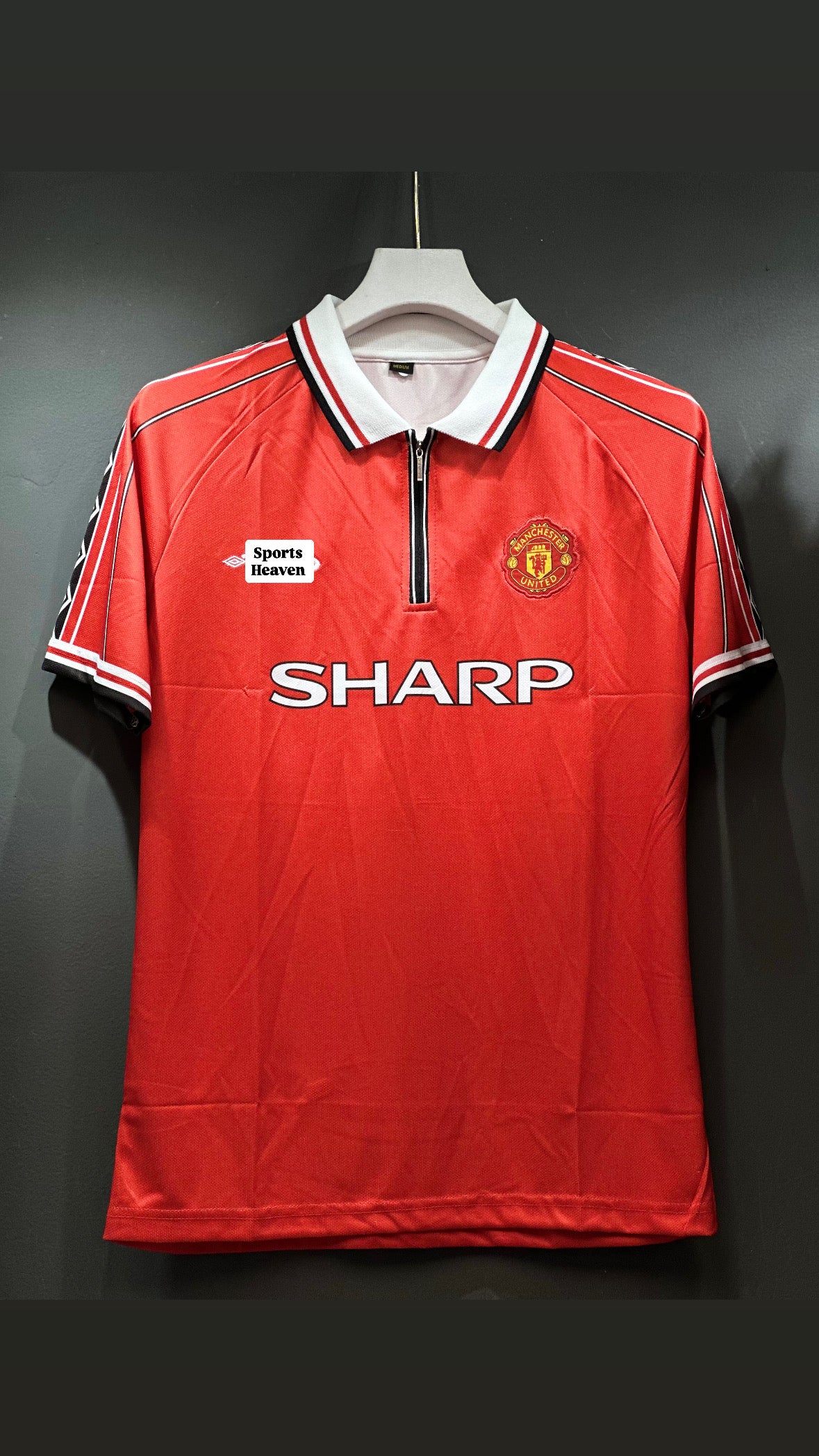 BECKAM MANCHESTER UNITED 1998/99 HOME KIT ZIP EMBROIDERY