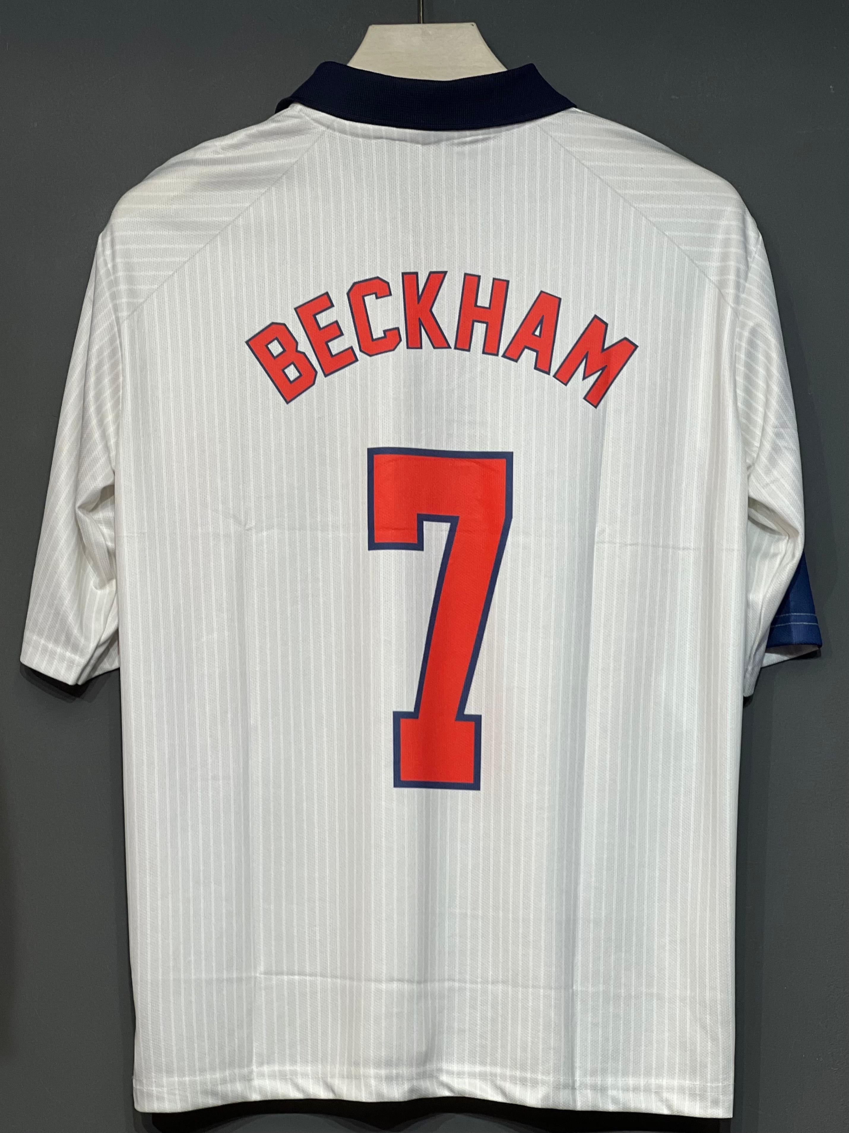 BECKHAM ENGLAND HOME KIT 1998 POLO FIVE SLEEV EMBROIDERY