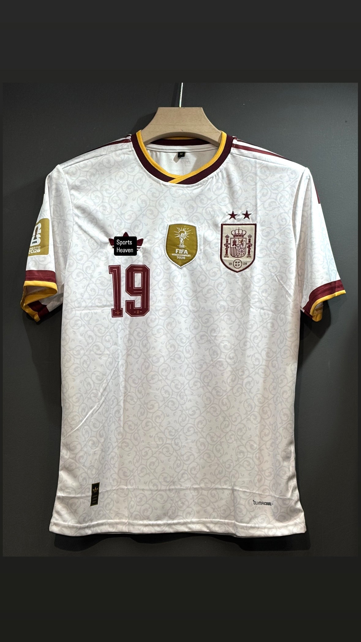 TWO STAR LAMINE YAMAL 19 SPAIN 2026 WORLD CUP AWAY CHAMPIONS KIT EMBROIDERY