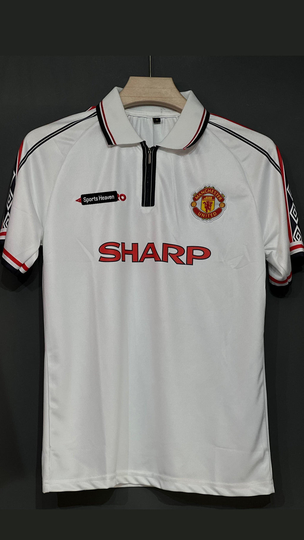 BECKHAM UNITED 1998/99 AWAY KOT POLO EMBROIDERY