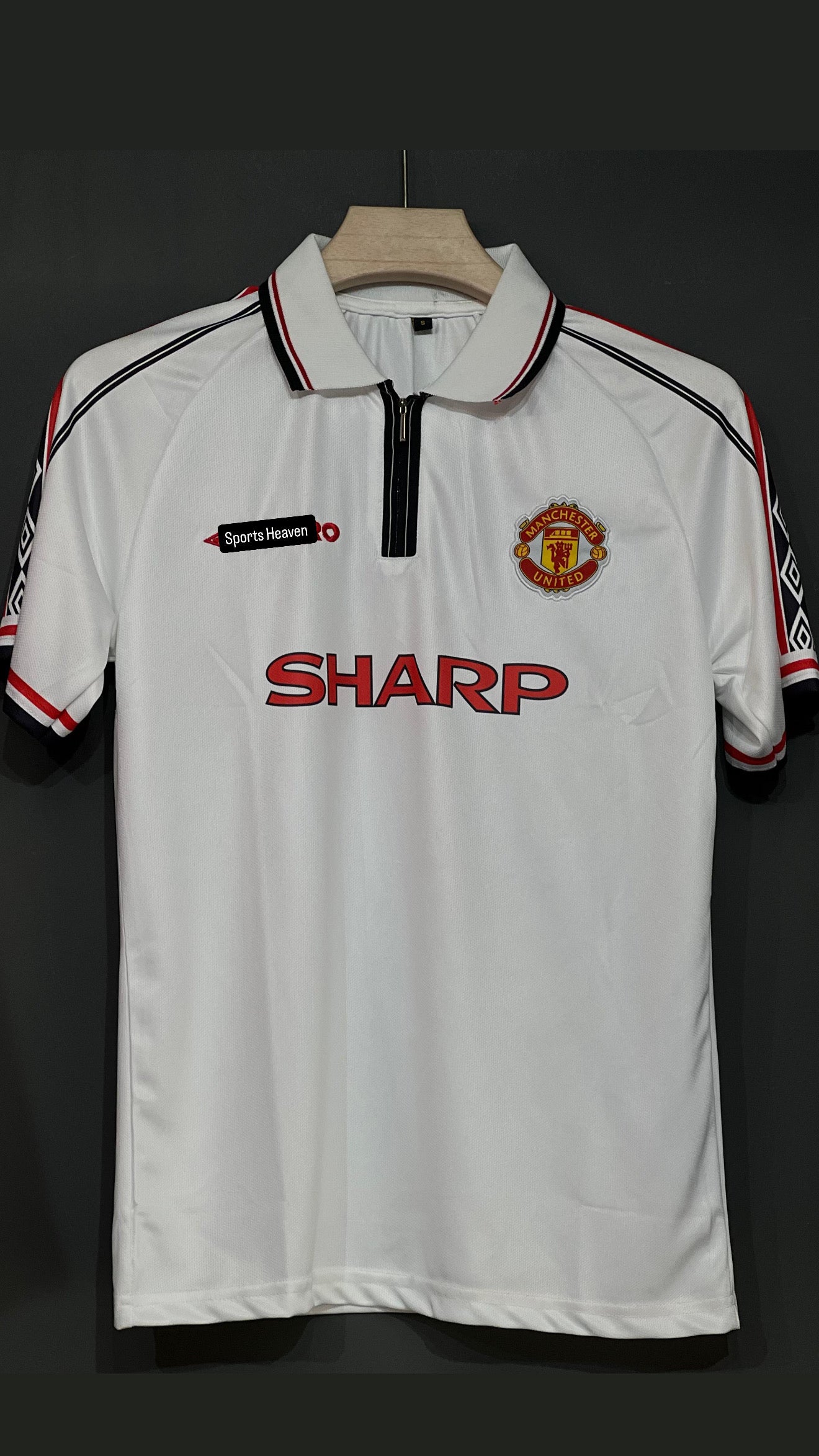 BECKHAM UNITED 1998/99 AWAY KOT POLO EMBROIDERY