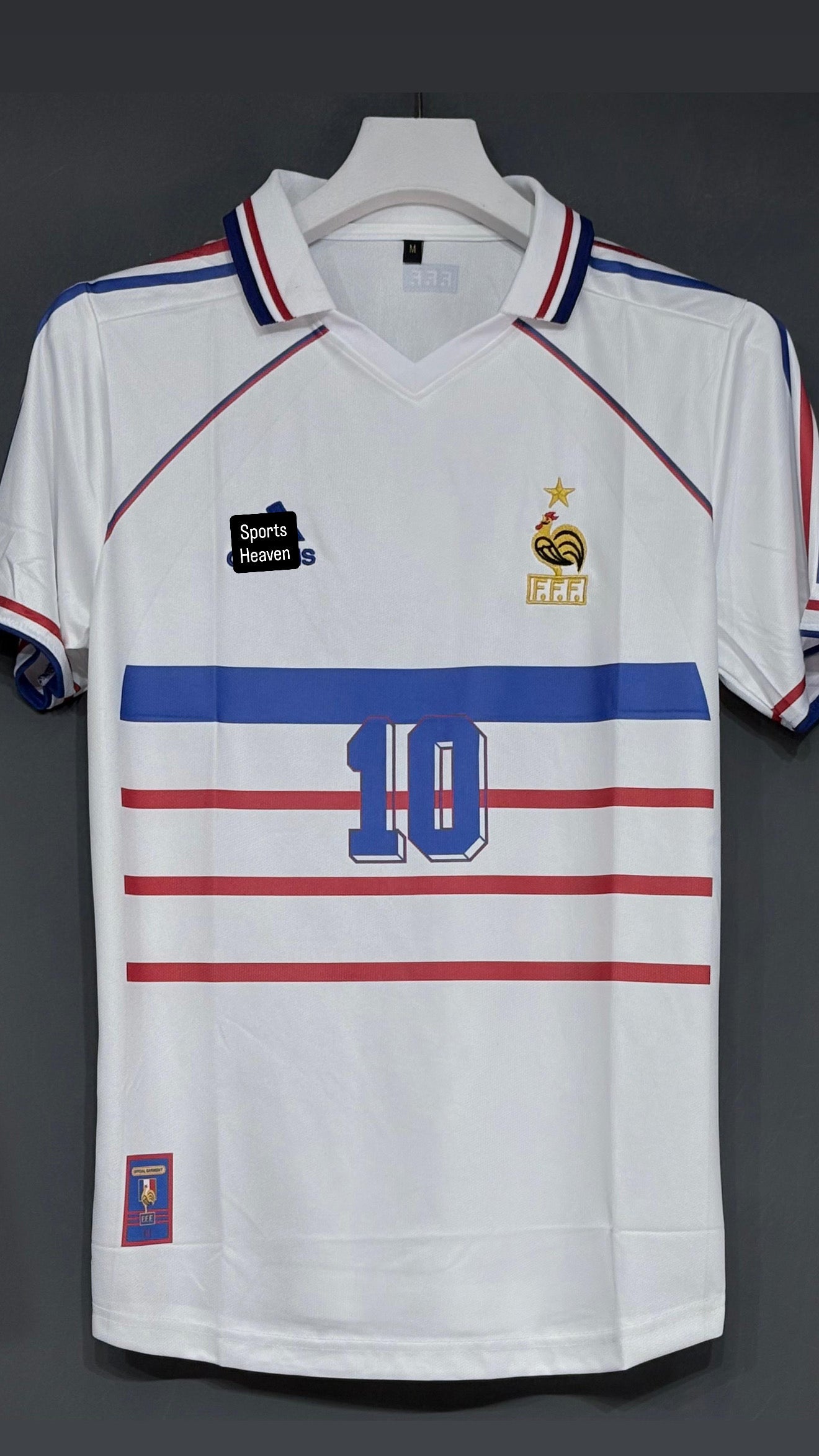 ZIDANE FRANCE 1998 AWAY POLO EMBROIDERY