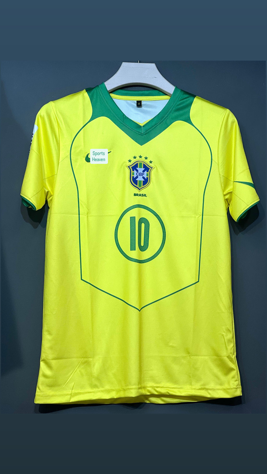 BRAZIL 2004 HOME KIT RONALDINHO EMBROIDERY PREMIUM