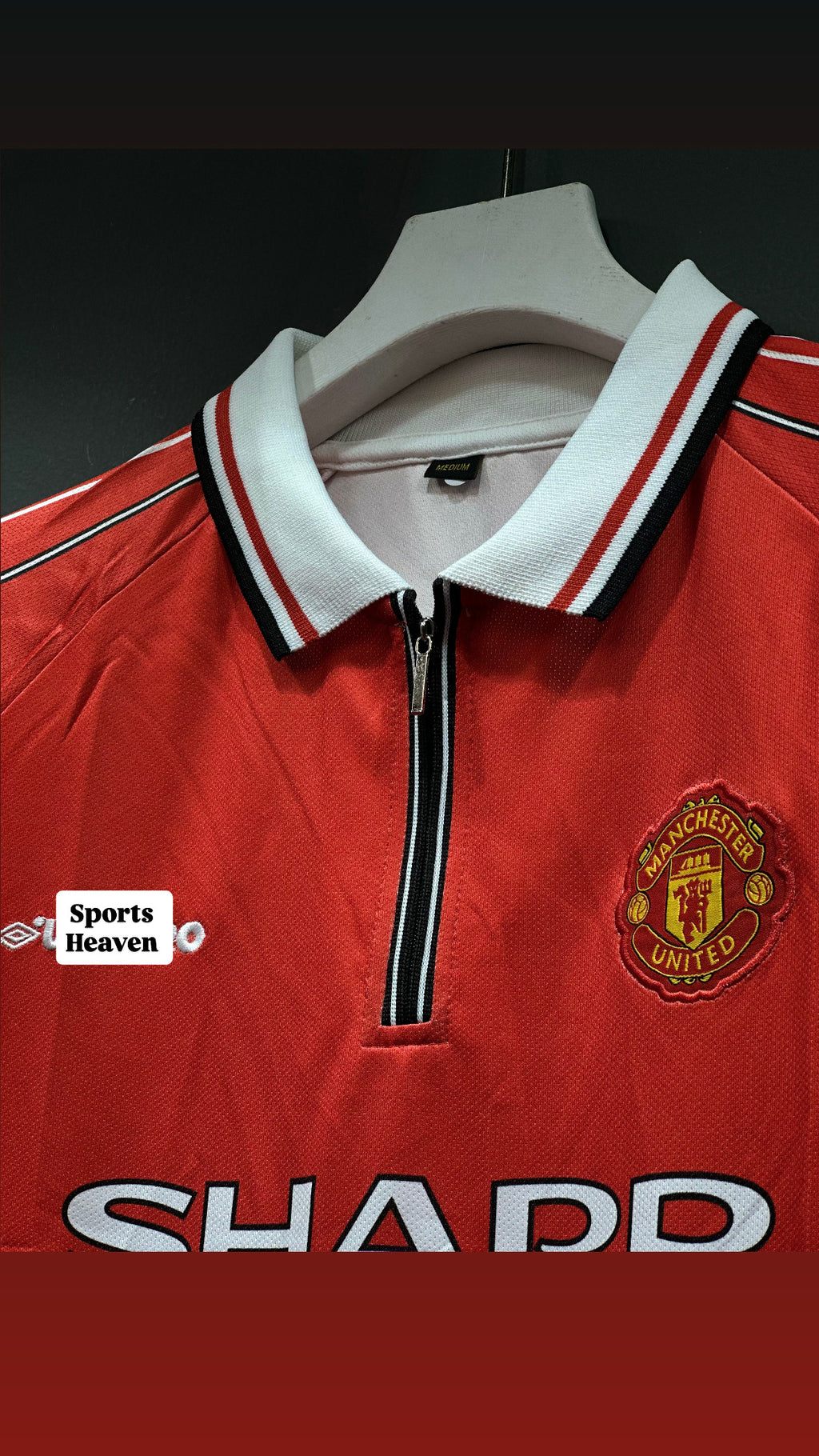 BECKAM MANCHESTER UNITED 1998/99 HOME KIT ZIP EMBROIDERY