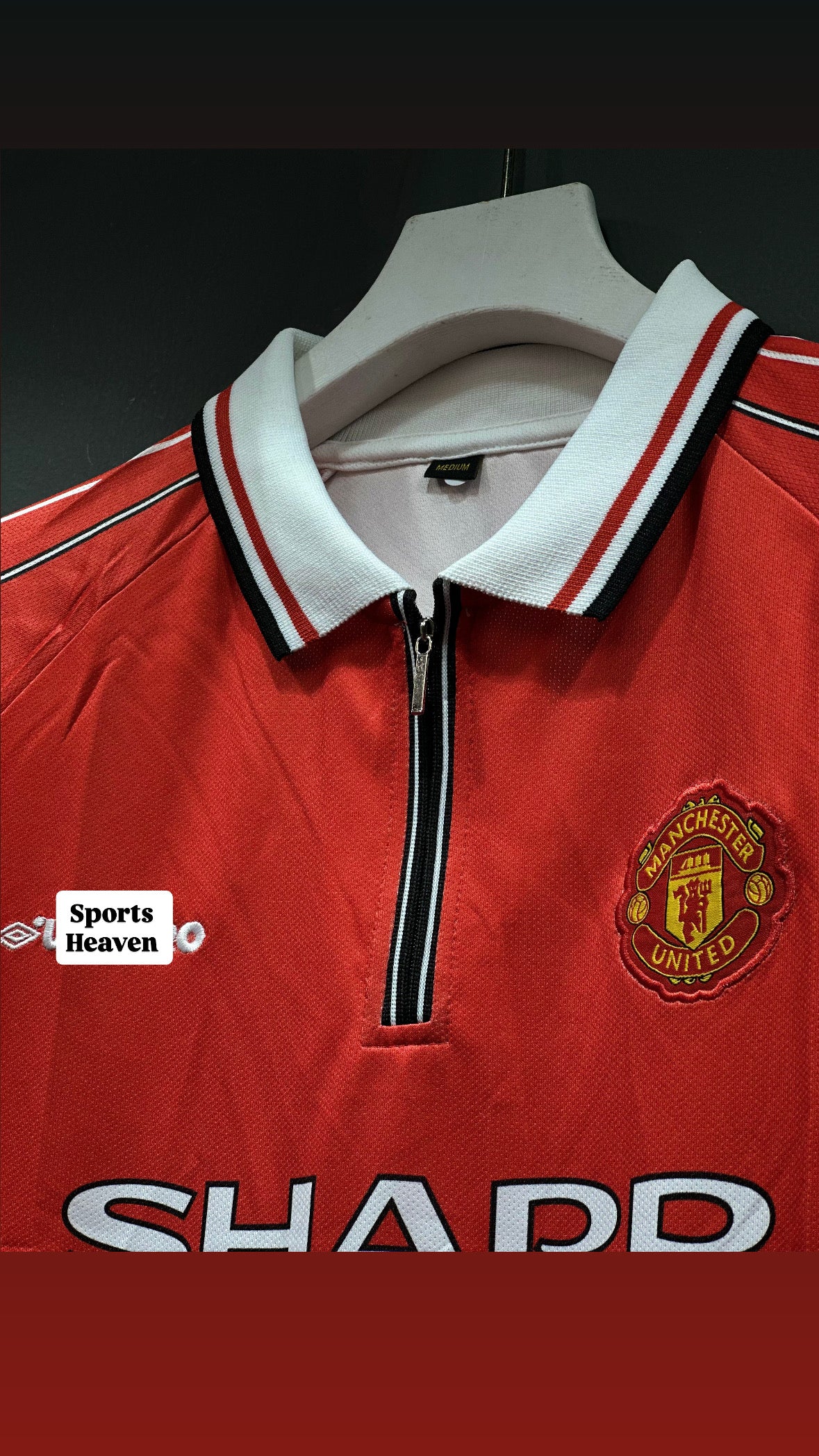 BECKAM MANCHESTER UNITED 1998/99 HOME KIT ZIP EMBROIDERY