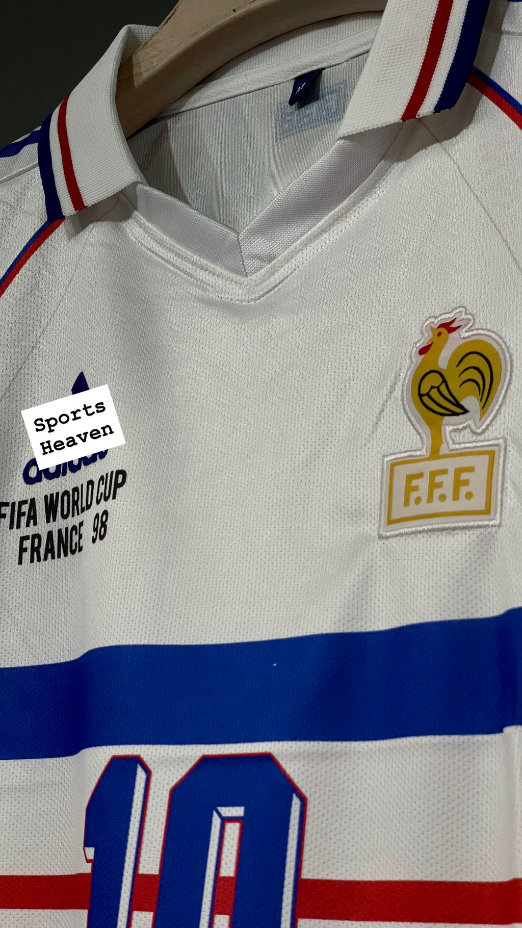 ZIDHAN FRANCE 1998 AWAY KIT HALF HALF SLEEV POLO EMBROIDERY