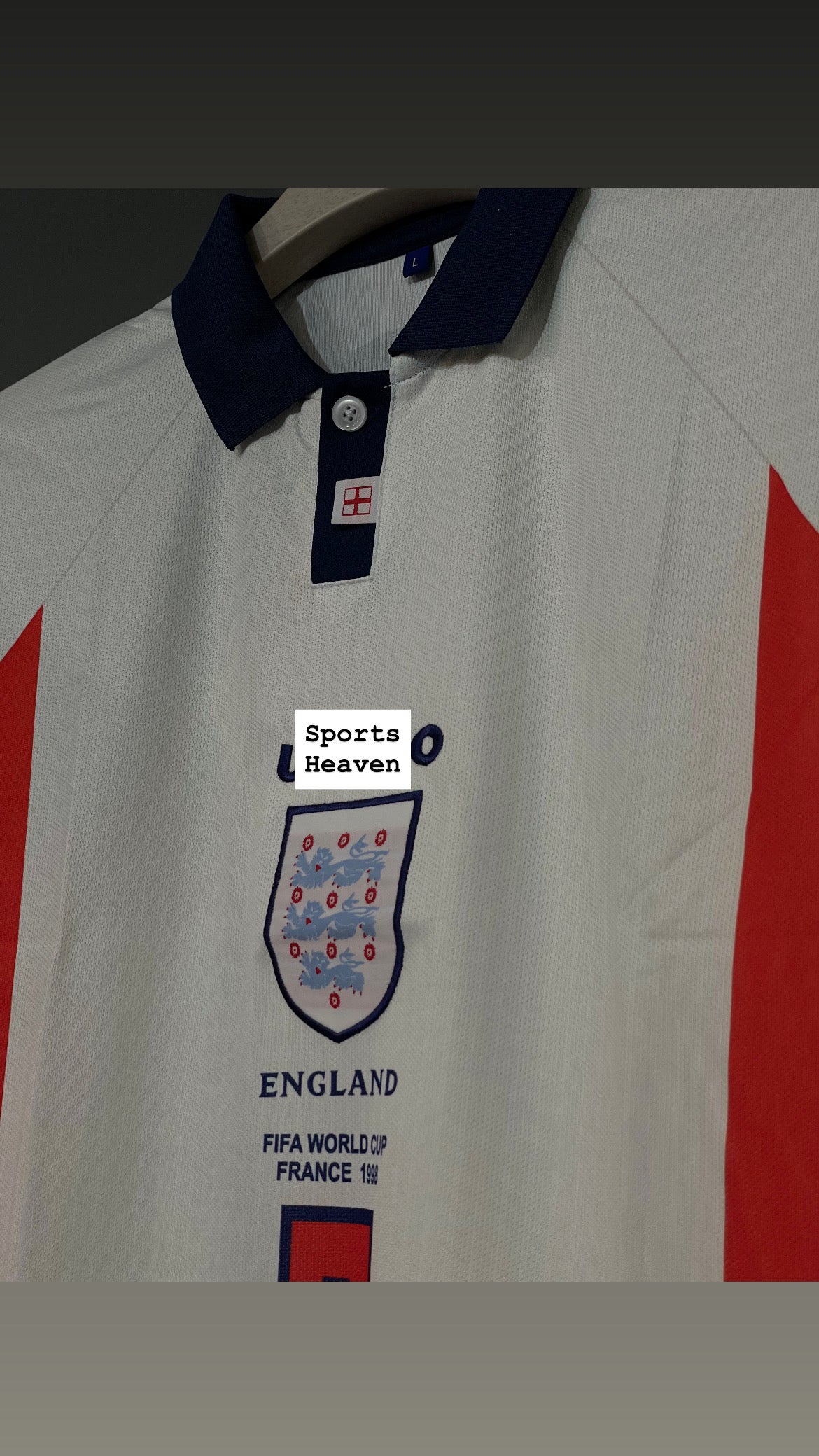 BECKAM ENGLAND 1998 HOME KIT FULL SLEEV EMBROIDERY
