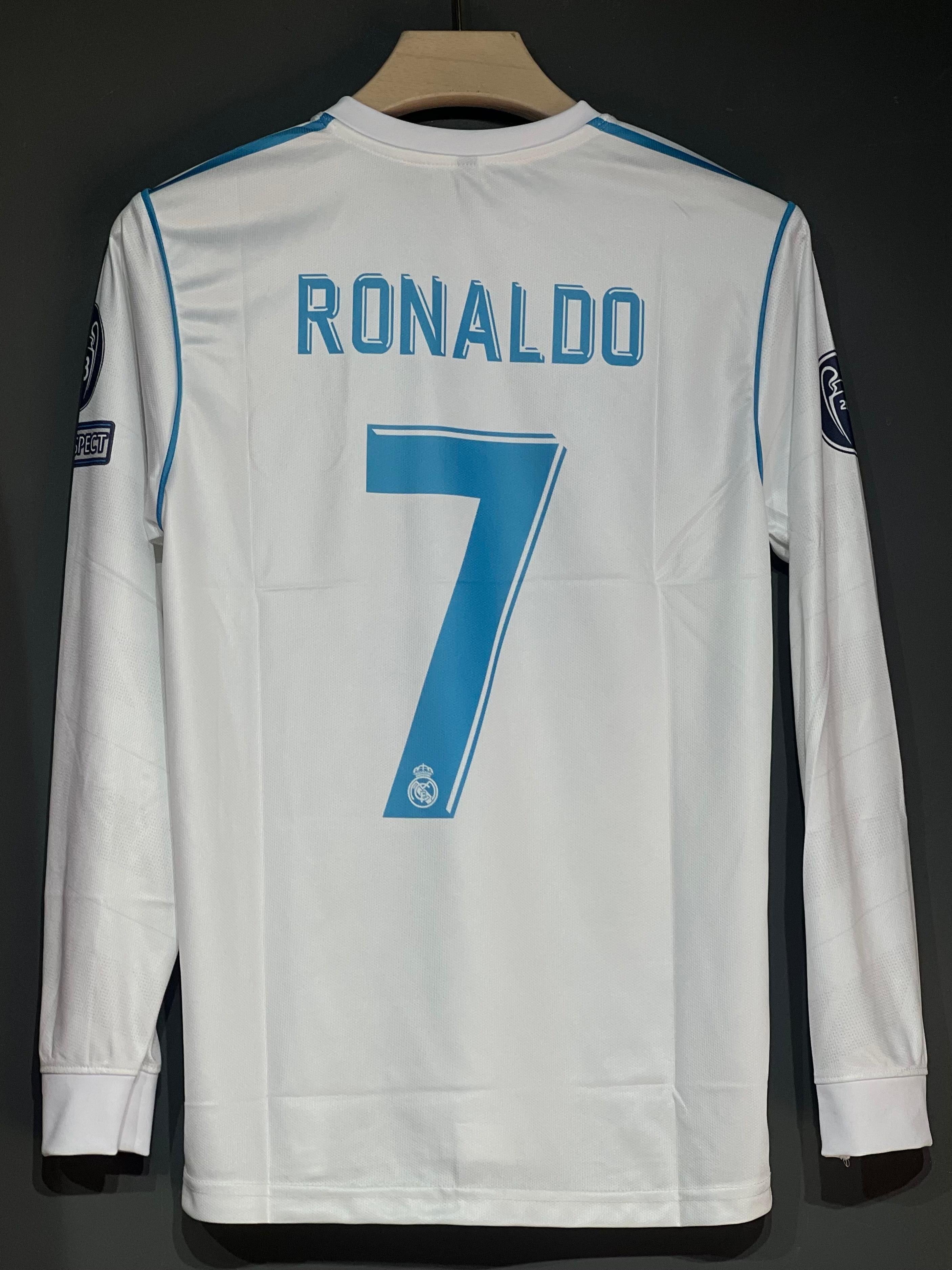 RONALDO REAL MADRID 2017/18 HOME KIT FULL SLEEV EMBROIDERY