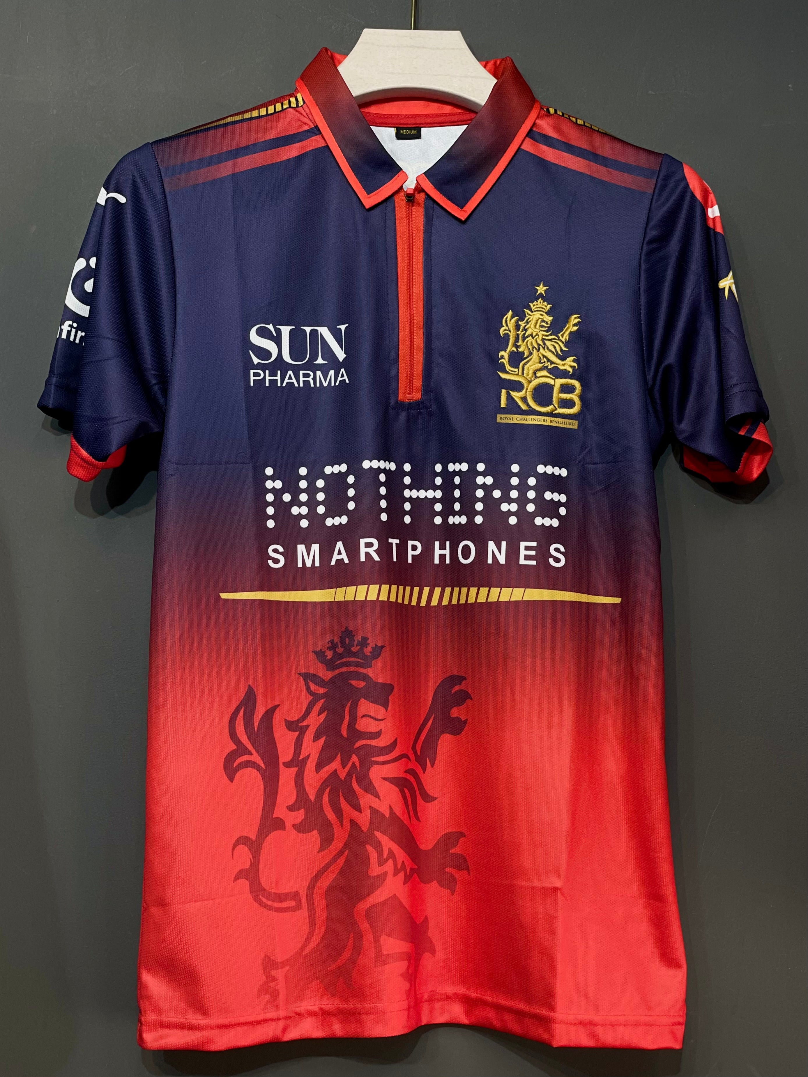 VIRAT KOHLI RCB HOME KIT 2026 POLO ZIP EMBROIDERY QUALITY