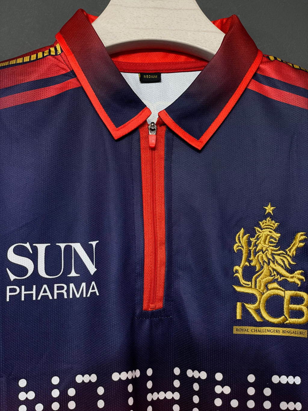 VIRAT KOHLI RCB HOME KIT 2026 POLO ZIP EMBROIDERY QUALITY