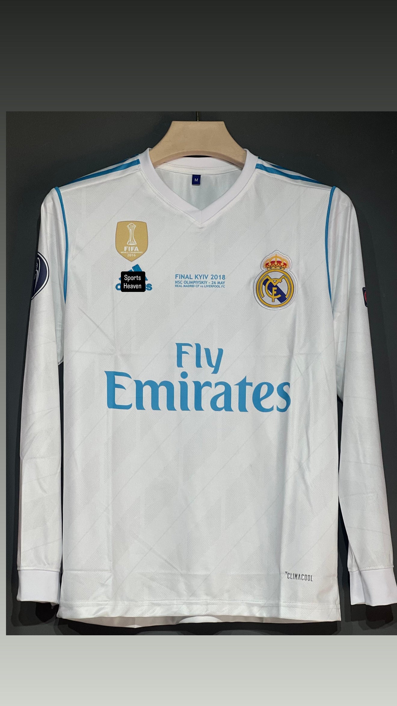RONALDO REAL MADRID 2017/18 HOME KIT FULL SLEEV EMBROIDERY
