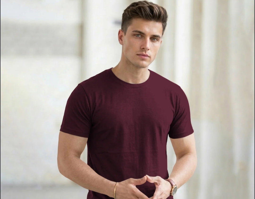 MEROON PLAIN T SHIRT